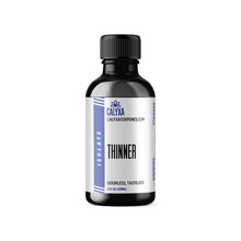 Load image into Gallery viewer, A black bottle with a white and blue label, containing the product 'Thinner' by Calyxa Terpenes.