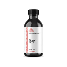 Load image into Gallery viewer, A black bottle with a red and white label, containing 'AK-47' strain Botanical Terpenes by Calxya.