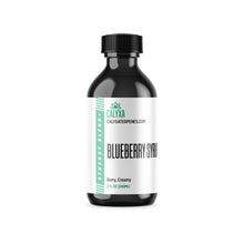 Load image into Gallery viewer, A bottle of Calyxa Botanical Blueberry Syrup Terpene with the label showing the product name and the brand's website.