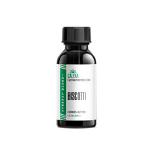 Load image into Gallery viewer, A bottle with a green and white label, reading 'Biscotti' by Calyxa.