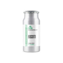 Load image into Gallery viewer, A bottle with a green and white label, reading 'Biscotti' by Calyxa.