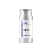 Load image into Gallery viewer, An aluminum bottle with a white and blue label, containing the product 'Thinner' by Calyxa Terpenes.